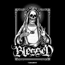 - Blessed - 4Real Clothing x Sultan . Design, Traditional illustration, and Screen Printing project by Adrian BD - 02.25.2017