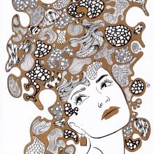 Bubble Girl: Gold. Traditional illustration, and Fine Arts project by María Delgado Prieto - 05.20.2015