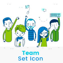 Team set icon. Un proyecto de Diseño de personajes e Ilustración vectorial de Ana Roca - 30.05.2017