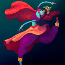 Indian Dancer. Un proyecto de Ilustración tradicional, Diseño de personajes y Bellas Artes de Marta Pérez Grande - 31.05.2017