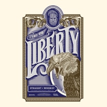 Liberty Whiskey. Traditional illustration, Graphic Design, Packaging, and Lettering project by Steve Reyes - 06.01.2017