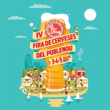 Festival de la Cerveza Artesanal de Barcelona 2015. Ilustração tradicional, Publicidade e Ilustração vetorial projeto de Alejandro Milà - 04.06.2017