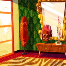 Environments - The african saloon. Traditional illustration, Animation & Interior Design project by Lorena Loguén - 06.10.2017