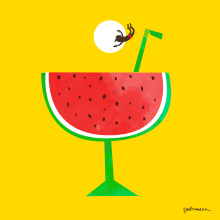 Watermelon pool. Traditional illustration, and Animation project by Pedro Meca - 06.14.2017