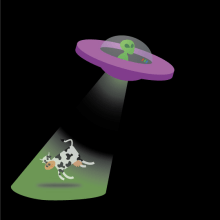 alien & cow. Un proyecto de Ilustración vectorial de Sergio Alvarez - 16.06.2017