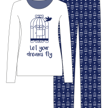 Diseño de pijama "Let your dreams fly". Un proyecto de Moda, Diseño gráfico y Tipografía de Ángela Gutiérrez Graphic Design - 06.07.2017