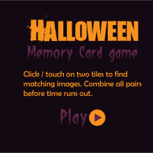Halloween Memory Card Game. Desenvolvimento Web projeto de Elsi Caldeira - 16.11.2016