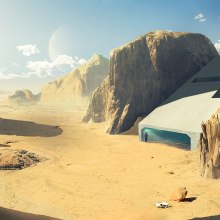 Desert planet - Matte painting. Traditional illustration, Photograph, Collage, and Film project by Jose Miguel Gordaliza - 07.20.2017