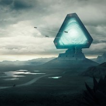 Portal estelar - Matte painting. Traditional illustration, Photograph, Collage, and Film project by Jose Miguel Gordaliza - 07.20.2017