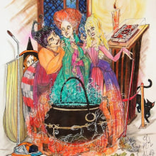 hocus pocus (el retorno de las brujas). Ilustração tradicional projeto de El Lino de Adàn AR - 20.07.2017