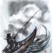 “El pescadorcito Urashima”: Introducción a la ilustración infantil. Ilustração tradicional projeto de Miguel Gosálvez Mariño - 22.07.2017