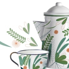 Diseño de Pattern para juego de café. Un proyecto de Diseño, Ilustración tradicional y Pattern Design de María Calzadilla - 08.08.2017