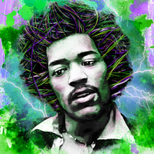 Jimi Hendrix. Ilustração tradicional projeto de Daniel Hernández Columna - 09.08.2017