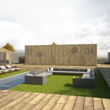 'Surf Cottage' by Sistema Modulab. Un proyecto de 3D, Arquitectura, Arquitectura interior y Diseño de interiores de Alejandro González - 13.08.2015
