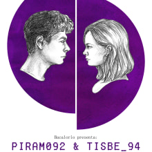 Cartel de la obra 'Píram092 & Tisbe_94' (Raquel Jaro). Traditional illustration, and Graphic Design project by Julia Mora Crespo - 04.20.2017