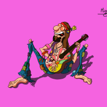 Hippie. Ilustração tradicional, Animação, Design de personagens, Comic, e Animação de personagens projeto de Miguel Camacho Gordaliza - 09.09.2017