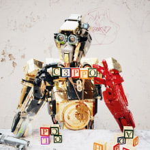 C3PO & Chappie Mashup / ROBOT. Un projet de Design , 3D, Direction artistique, Design industriel, Postproduction photographique, Sculpture, Scénographie, Conception de jouets, VFX, Production audiovisuelle, Lettering, Animation de personnages , et Retouche photographique de Ro Bot - 11.09.2016
