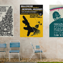 Gig posters para Scandal Jackson, grupo punck-rock. Graphic Design project by Uri - 11.24.2016
