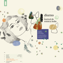 Diurno, Festival de Música Indie | Proyecto final para la carrera de Diseño Gráfico, UBA.. Ilustração tradicional, e Design gráfico projeto de Lucía Barrón - 22.11.2015