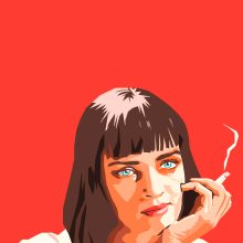 Mia Wallace y Pulp Fiction. Un proyecto de Diseño e Ilustración vectorial de Mónica Sánchez Gallego - 25.09.2017
