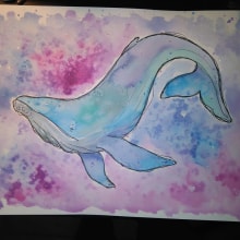 Watercolor Whale. Un proyecto de Ilustración tradicional e Ilustración vectorial de Maria Isabel Román Rodríguez - 27.09.2017