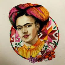 Frida khalo tenek San luis potosi . Arts, Crafts, Fine Arts, Graphic Design, Painting, and Street Art project by Héctor Armando Domínguez Rodríguez - 10.02.2017
