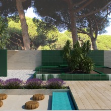 ZONA D'AIGÜES - zona de spa en una terazza en La Ricarda . Un proyecto de Diseño, 3D y Diseño de interiores de Ivanka Moravová - 08.10.2017
