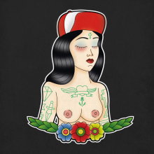 Ilustración de chica tatuada. Un proyecto de Diseño, Ilustración tradicional, Diseño gráfico e Ilustración vectorial de Javi Rodríguez - 12.10.2017