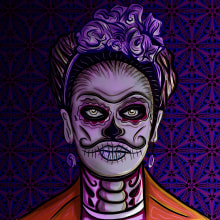 Kahlo Catrina. Traditional illustration, and Vector Illustration project by Alan Alfaro Dávalos - 10.25.2015