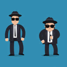 The Blues Brothers loop animation. Design, Motion Graphics, Animation, Character Design, Film, Rigging, Character Animation, and Vector Illustration project by Héctor Pascual del Pozo - 10.20.2017