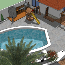 Casa y jardin con piscina. Un proyecto de 3D y Arquitectura de Nedelcho - 21.10.2017