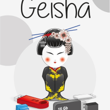 Poster paródico de "Memorias de una Geisha". Design de personagens, Design gráfico e Ilustração vetorial projeto de Jose Martinez Fernandez-Pacheco - 24.10.2017