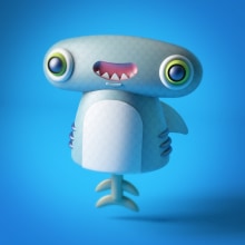 Marti el tiburón martillo! Primera mascota en C4D :). Character Design project by Andrés Gómez - 10.27.2017