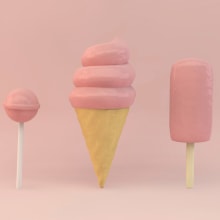 3D Ice creams & lollypop. Un proyecto de Diseño, Motion Graphics y 3D de Rebeca G. A - 27.10.2017