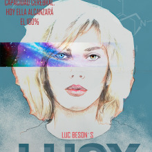Lucy, de Luc Beson. Cartel de Cine.. Traditional illustration project by David López - 11.06.2017
