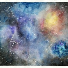  Mi Galaxia del curso >> Técnicas modernas de Acuarela. Traditional illustration, and Painting project by Nayarit Colmenares - 11.07.2017