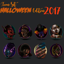 Halloween Icon Set 2017. Un proyecto de Ilustración tradicional, Diseño de personajes, Diseño gráfico y Diseño de iconos de CLAU CLAU - 11.11.2017