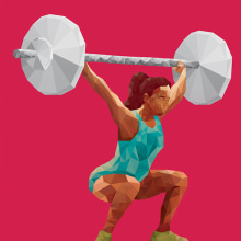 Barbell snatch heroine. Product Design, and Vector Illustration project by Jenn Scarlett - 02.06.2015