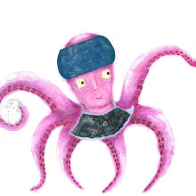 This octopus is the main character of the book that I am making a children's story. The technique is acrylic and collage.. Un proyecto de Ilustración tradicional, Diseño editorial y Animación de personajes de Tatiana Moneta - 13.11.2017