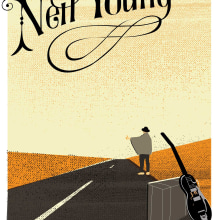 Mi Proyecto del curso: Cartelismo ilustrado. Neil Young toca hoy en mi pueblo.. Un proyecto de Ilustración vectorial de Aneta Tarmokas - 14.11.2017