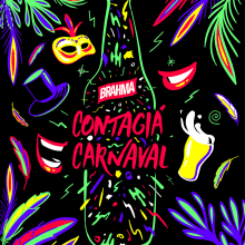 Brahma - Contagiá Carnaval. Graphic Design, Packaging, Photo Retouching, and Vector Illustration project by Martín de Cabo - 01.05.2017