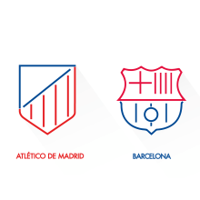 Rediseño del Atlético de Madrid y Barcelona Club de Fútbol. Design, Ilustração tradicional, Design gráfico e Ilustração vetorial projeto de Javi Rodríguez - 14.10.2017