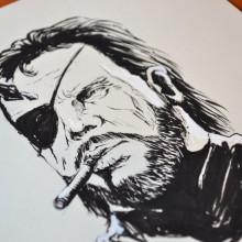 Videogames series: #1 Big Boss (Metal Gear Solid). Traditional illustration project by Alice Delacroix - 11.30.2014