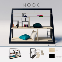 NOOK - estantería para leer. Un proyecto de 3D, Diseño, creación de muebles					 y Diseño industrial de Ivanka Moravová - 17.03.2017