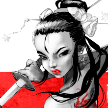 Onna Bugeisha - Mujer samurai.. Traditional illustration, Character Design, and Comic project by Josep Giró - 12.13.2017