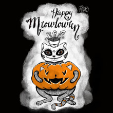 Meowloween. Traditional illustration, and Character Design project by Natalia Rodriguez - 12.14.2017