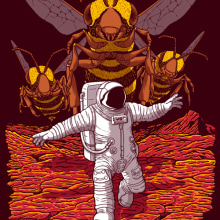 Killer Bees on Mars. Traditional illustration project by JCMaziu - 12.15.2017