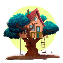 La casa del árbol. Ilustração tradicional projeto de DanPa Picaso - 21.12.2017