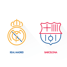 Diseño de escudos del Real Madrid y el Barcelona. Design, Traditional illustration, Graphic Design, and Vector Illustration project by Javi Rodríguez - 12.23.2017