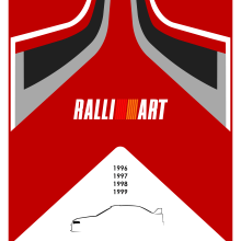 Poster Ralliart. Ilustração tradicional, Design de automóveis, e Design gráfico projeto de Alexandru Florentin Zaharia - 14.09.2016